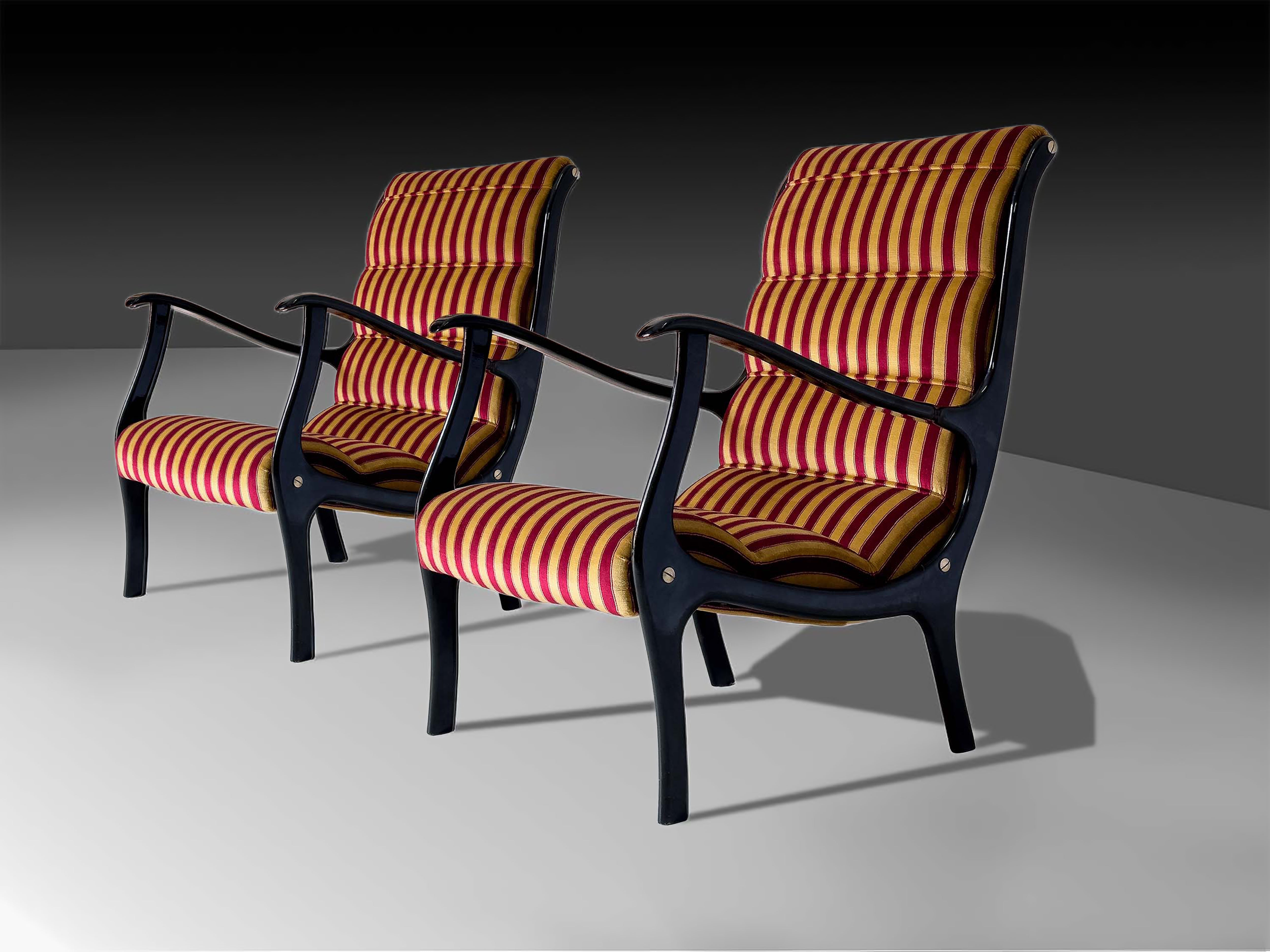 Pair of Italian Mid-Century Armchairs ‘Mitzi’ by Ezio Longhi for Elam