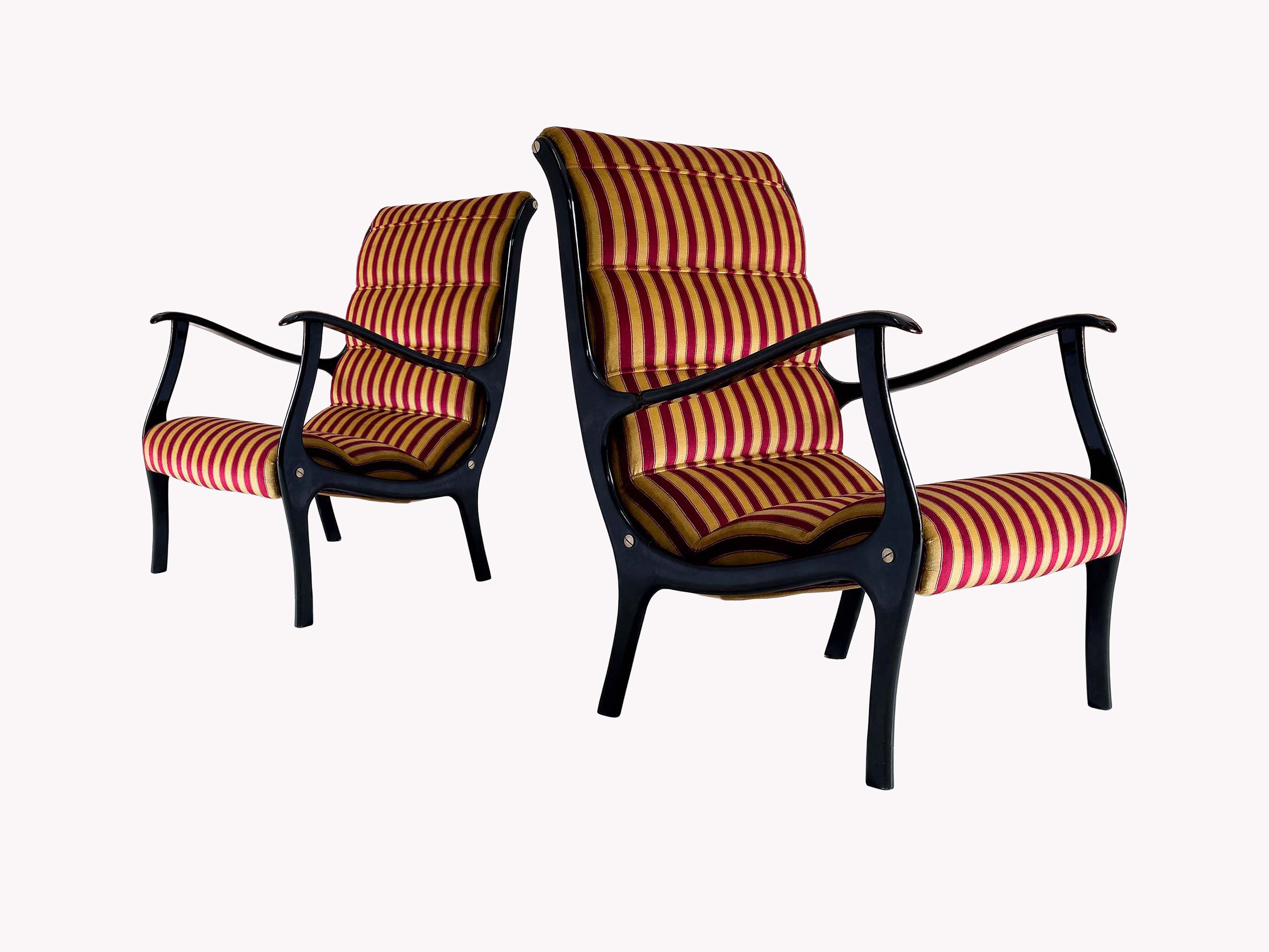 Pair of Italian Mid-Century Armchairs ‘Mitzi’ by Ezio Longhi for Elam