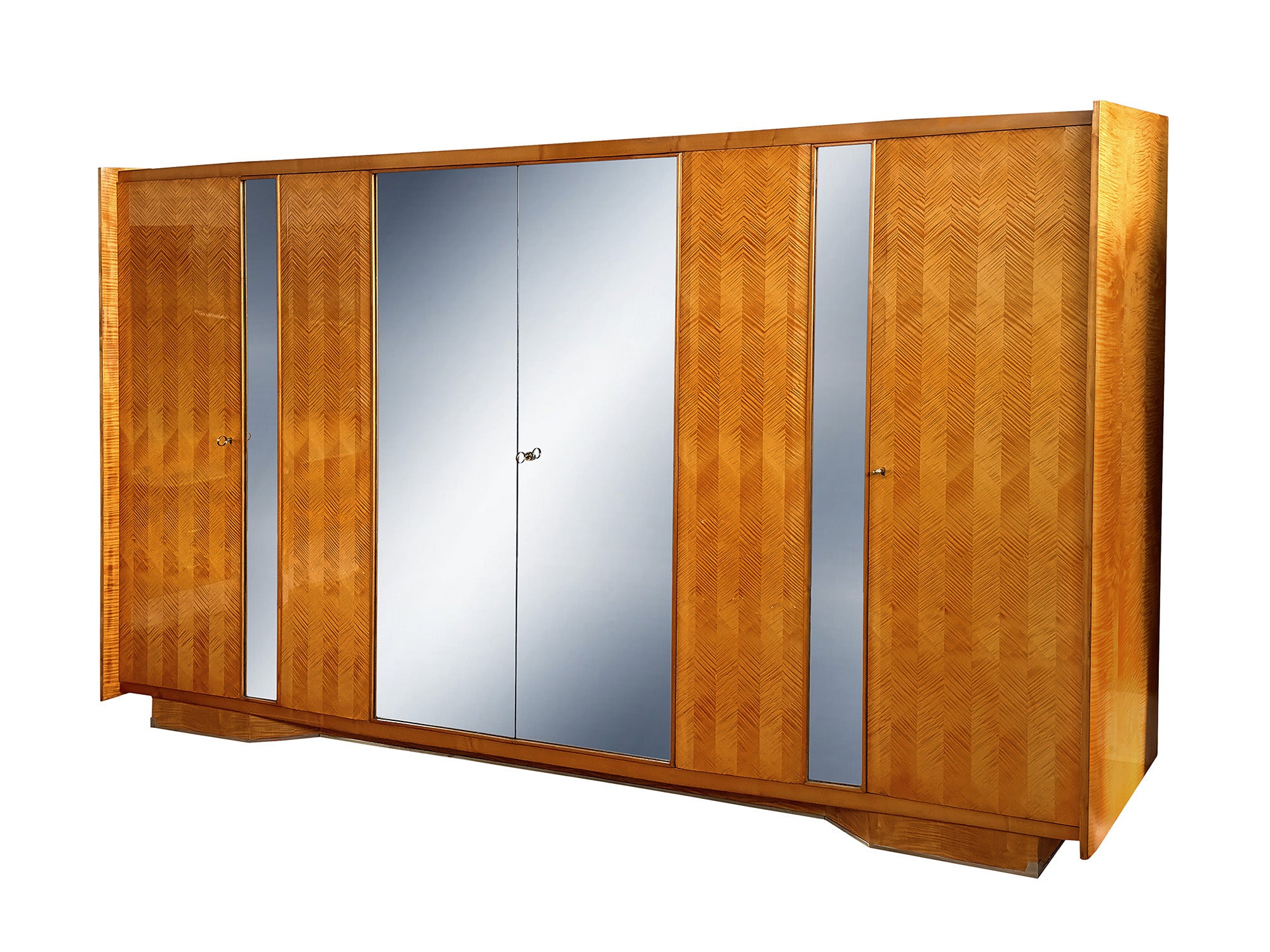 Italian Mid-Century maple Wardrobe with mirrors by Dassi att. Gio Ponti, 1950s