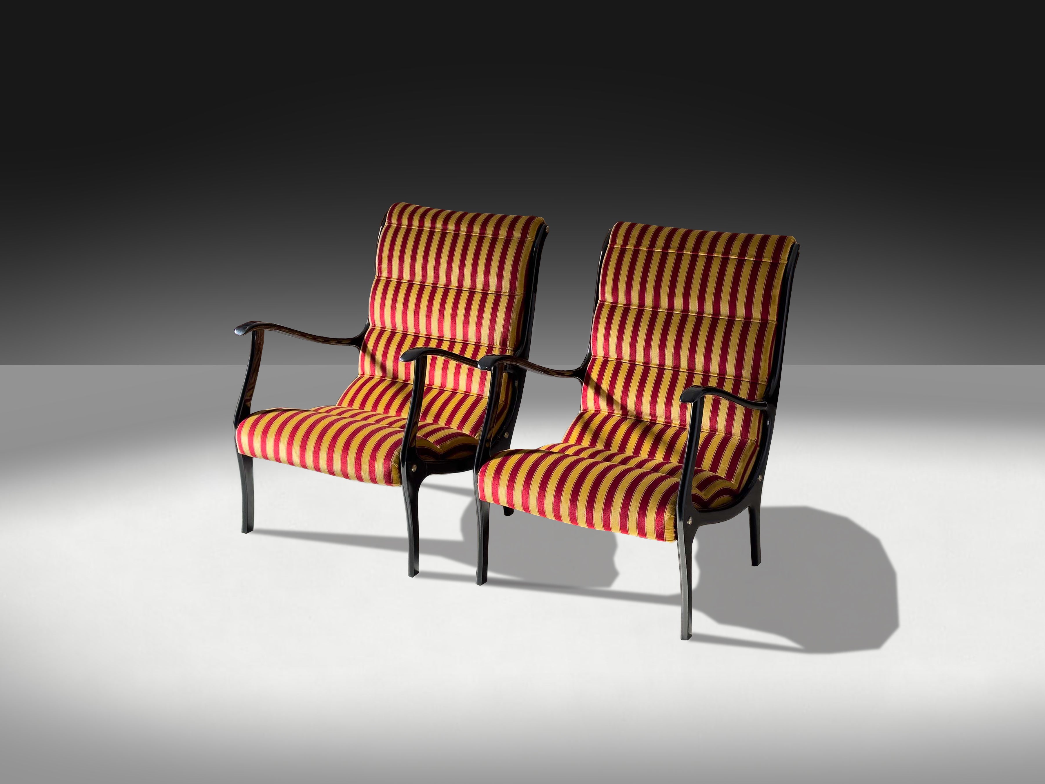 Pair of Italian Mid-Century Armchairs ‘Mitzi’ by Ezio Longhi for Elam