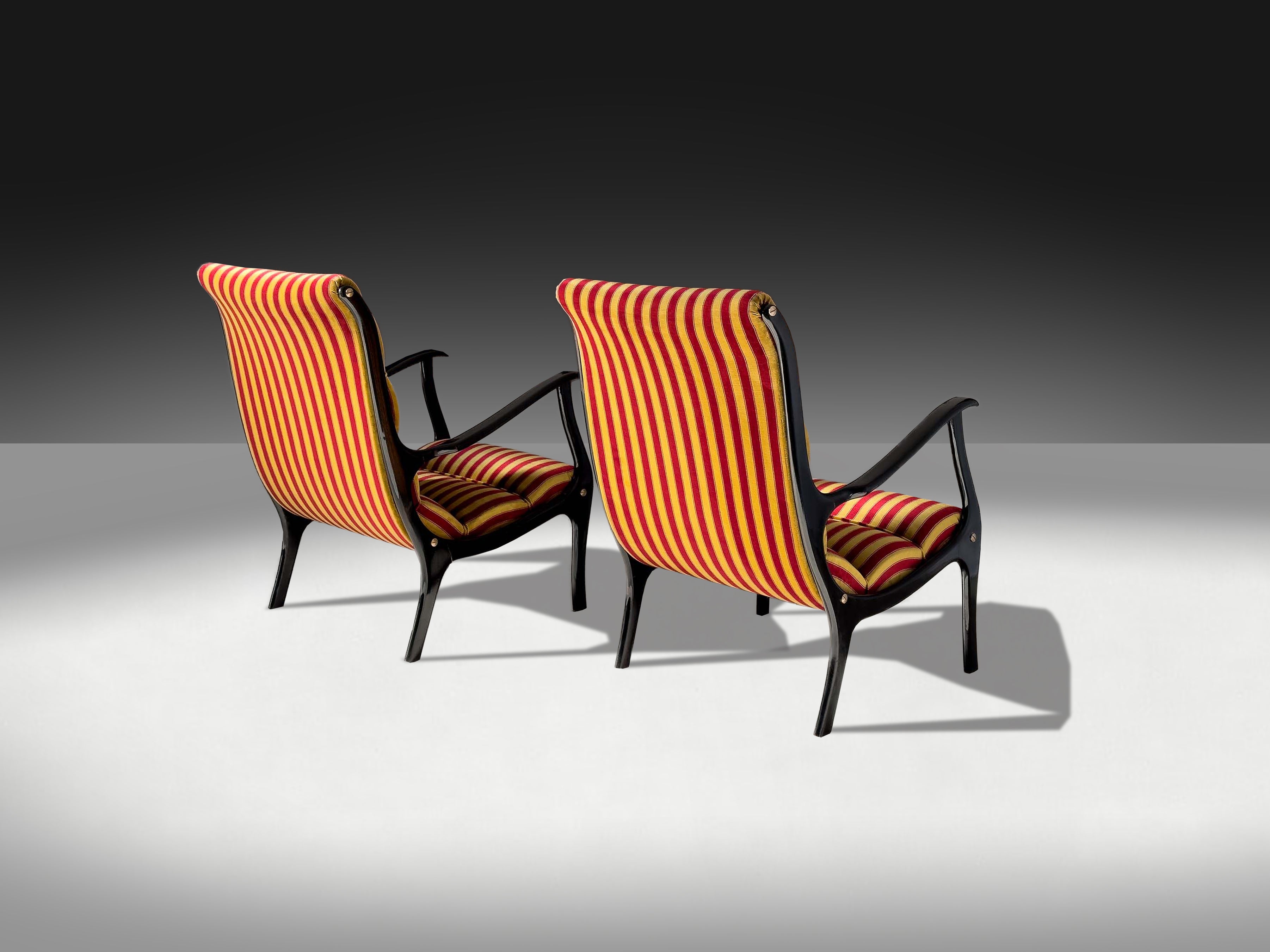 Pair of Italian Mid-Century Armchairs ‘Mitzi’ by Ezio Longhi for Elam