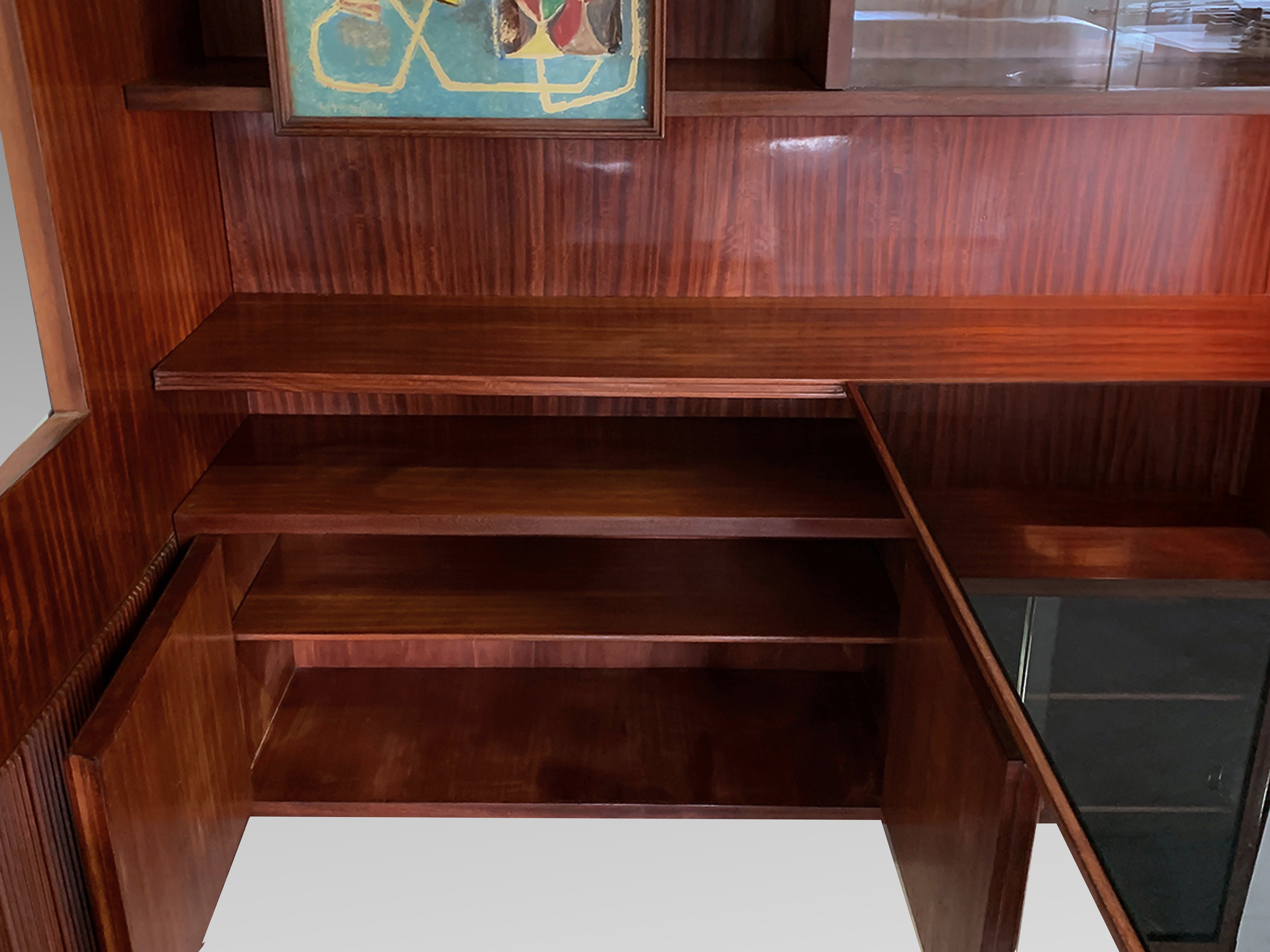 Italian Mid-Century Freestanding Corner Bookcase with Desk, 1950s