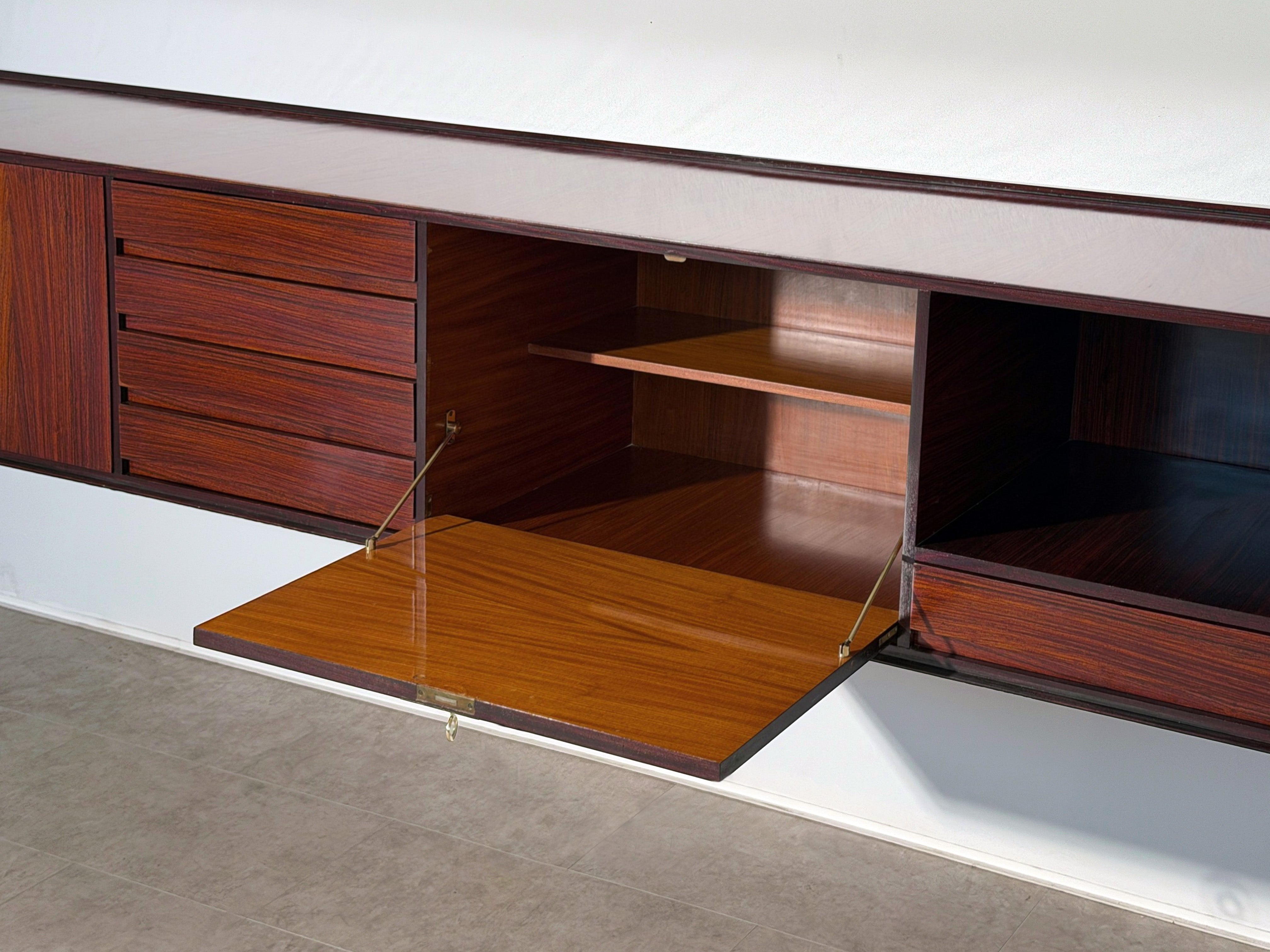 Italian Mid-Century wall-mounted Sideboard by Vittorio Dassi, 1950s