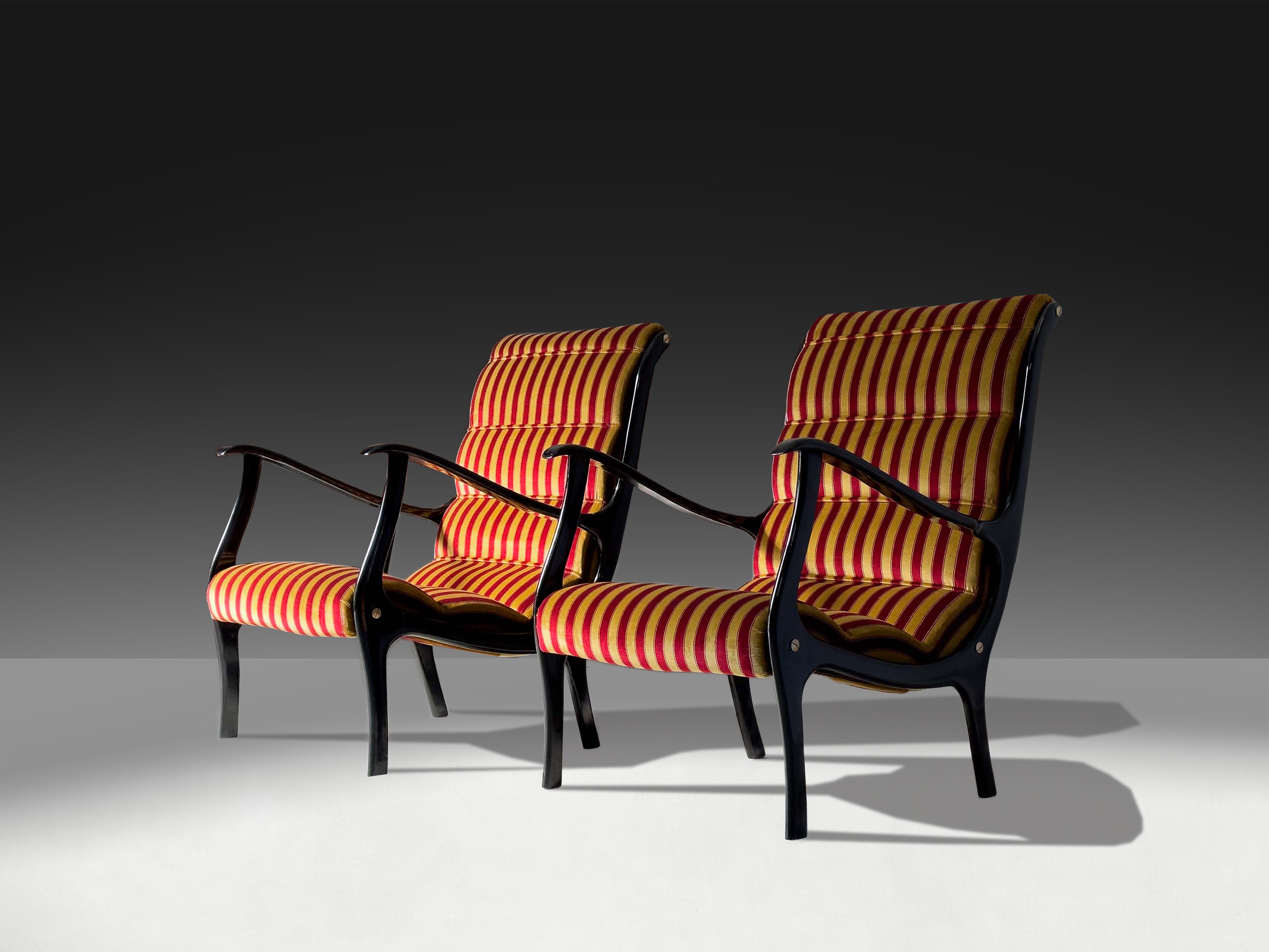 Pair of Italian Mid-Century Armchairs ‘Mitzi’ by Ezio Longhi for Elam