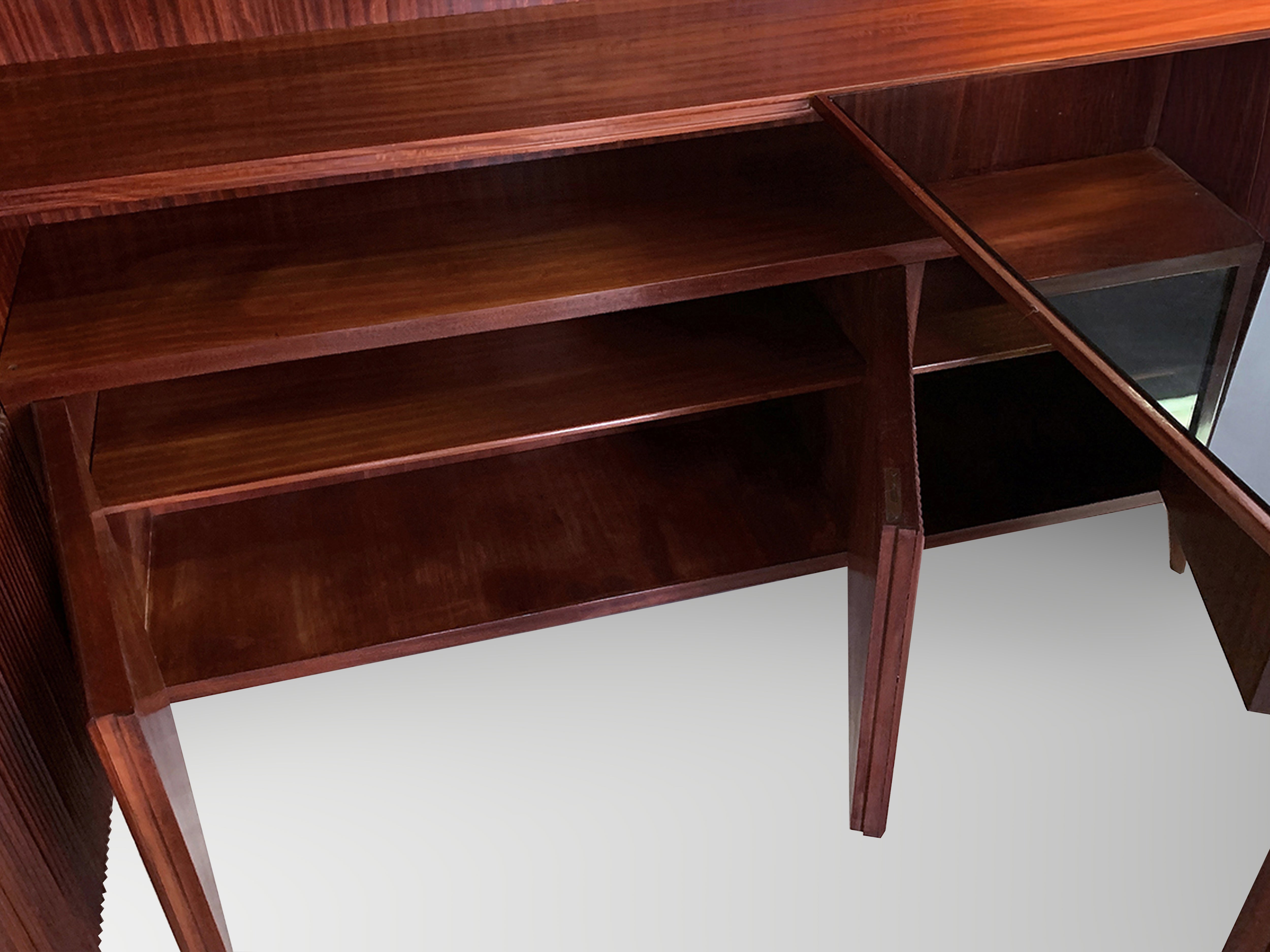 Italian Mid-Century Freestanding Corner Bookcase with Desk, 1950s