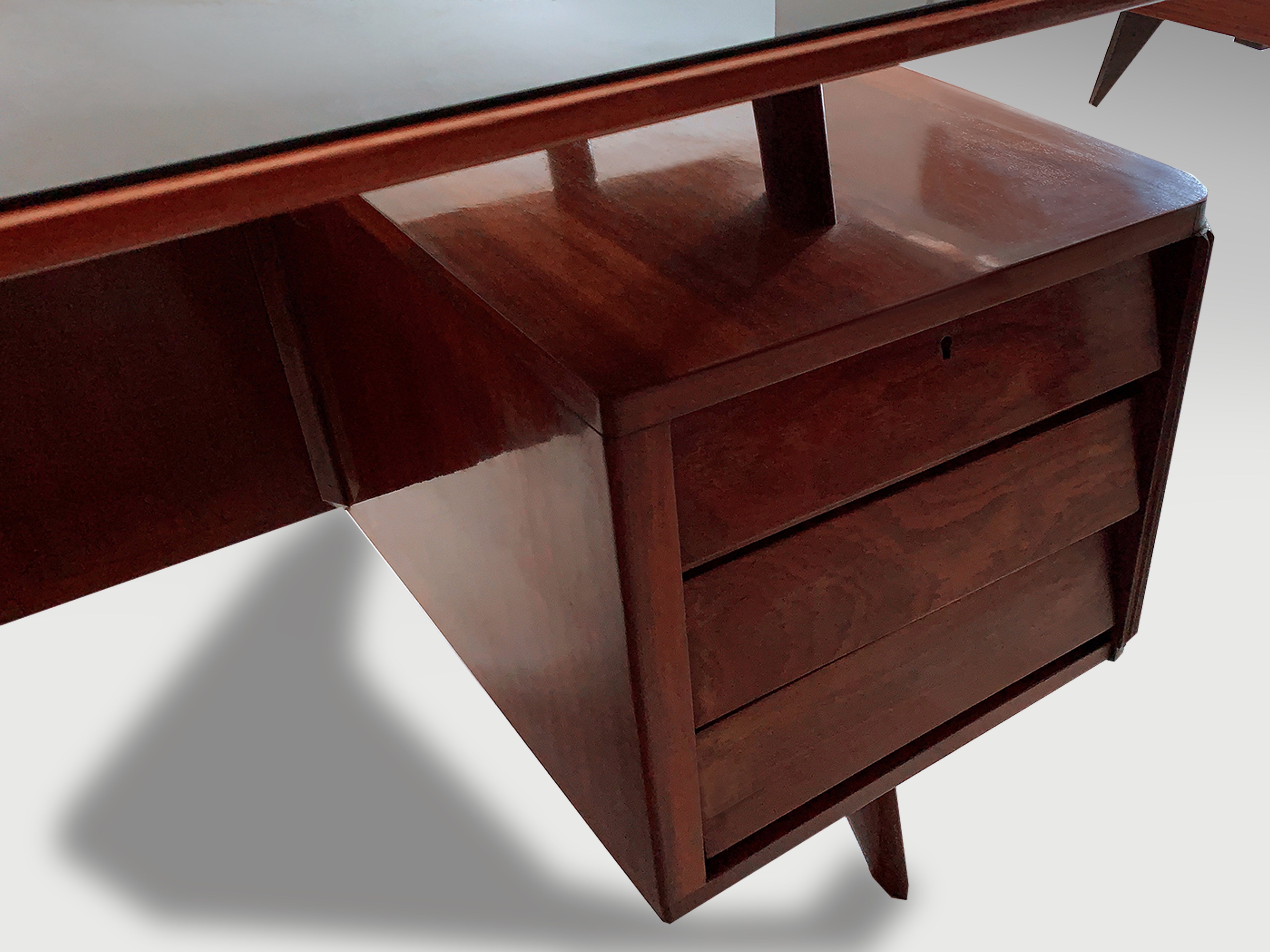 Italian Mid-Century Freestanding Corner Bookcase with Desk, 1950s