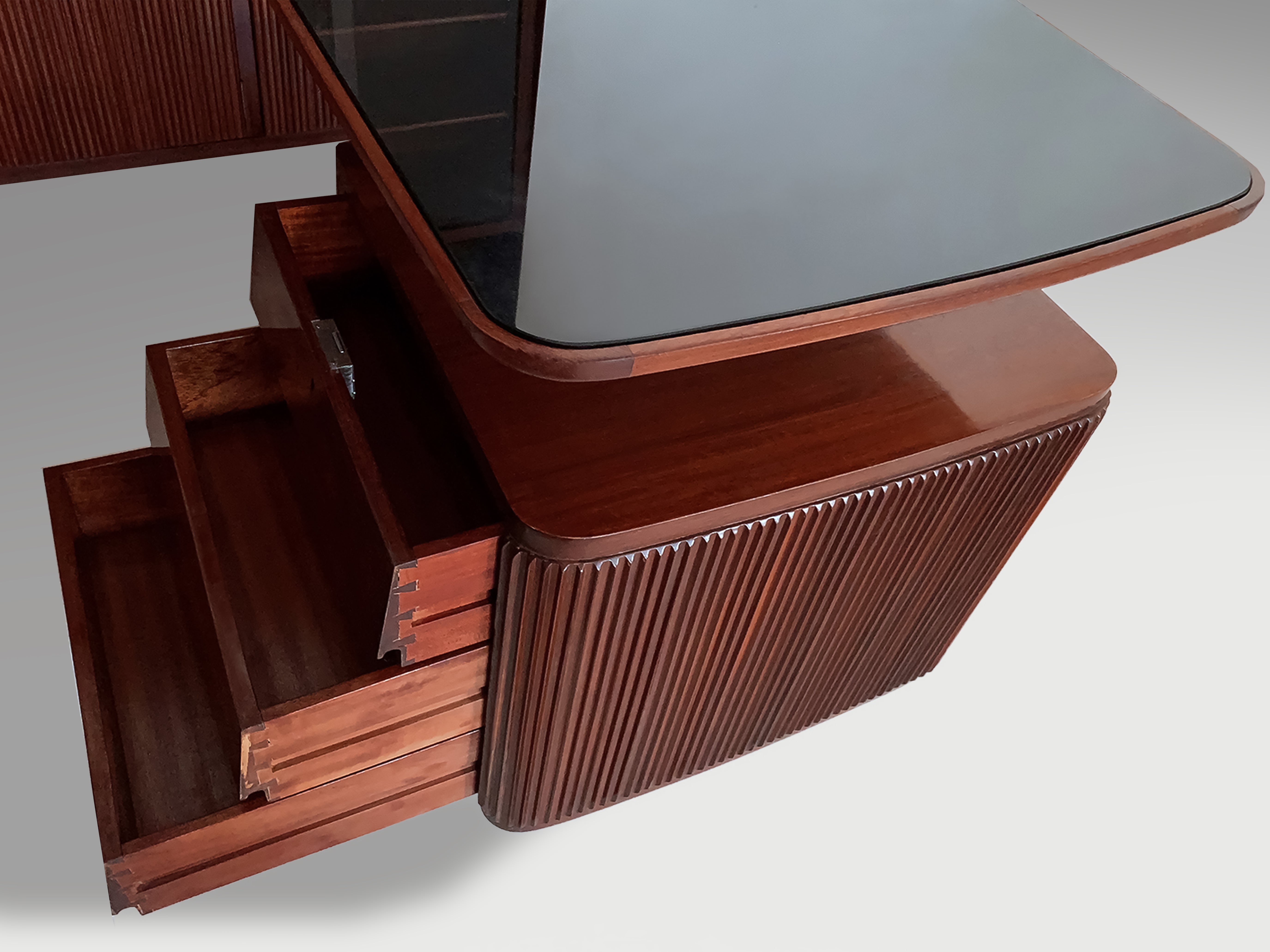 Italian Mid-Century Freestanding Corner Bookcase with Desk, 1950s