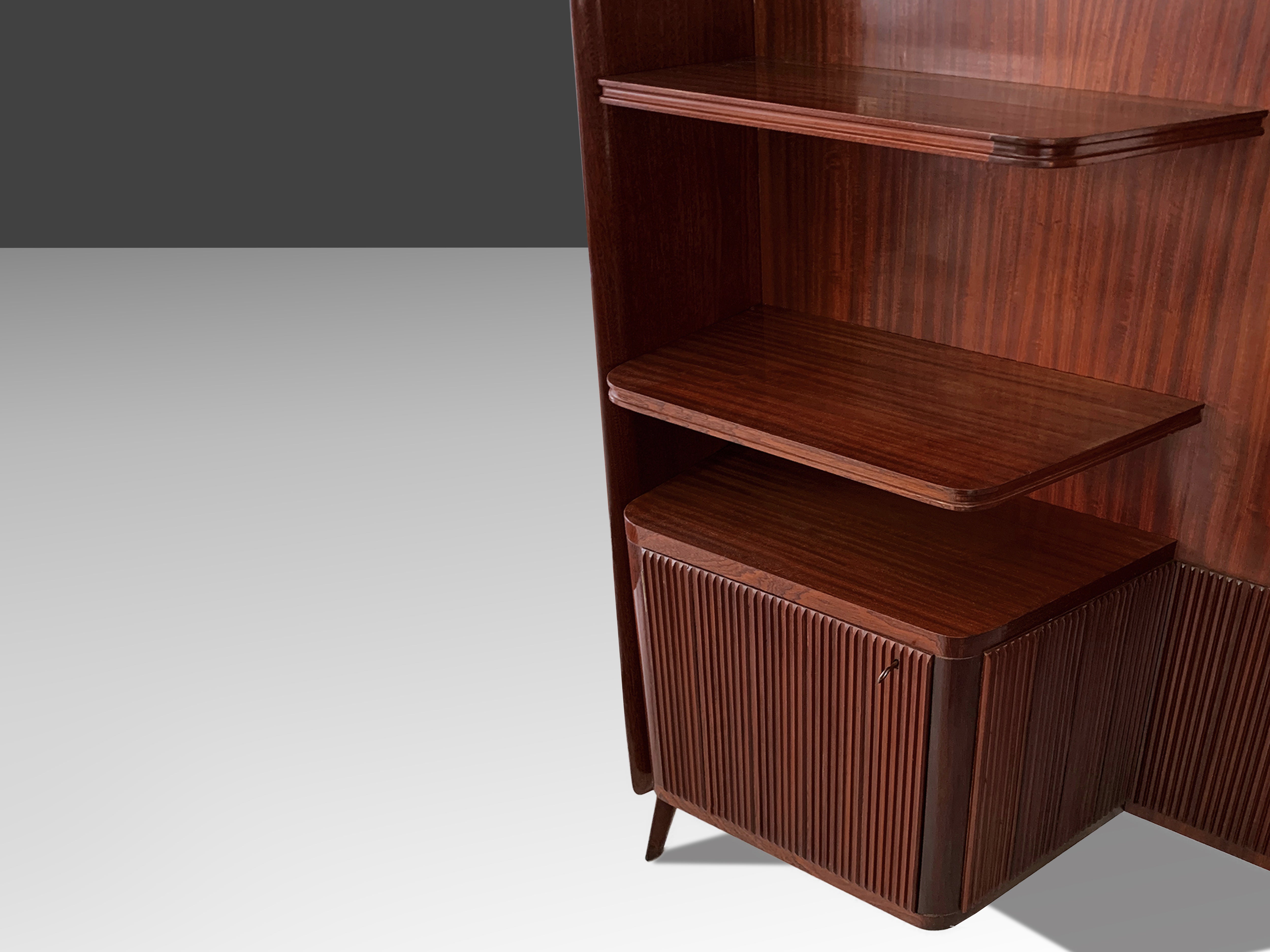 Italian Mid-Century Freestanding Corner Bookcase with Desk, 1950s