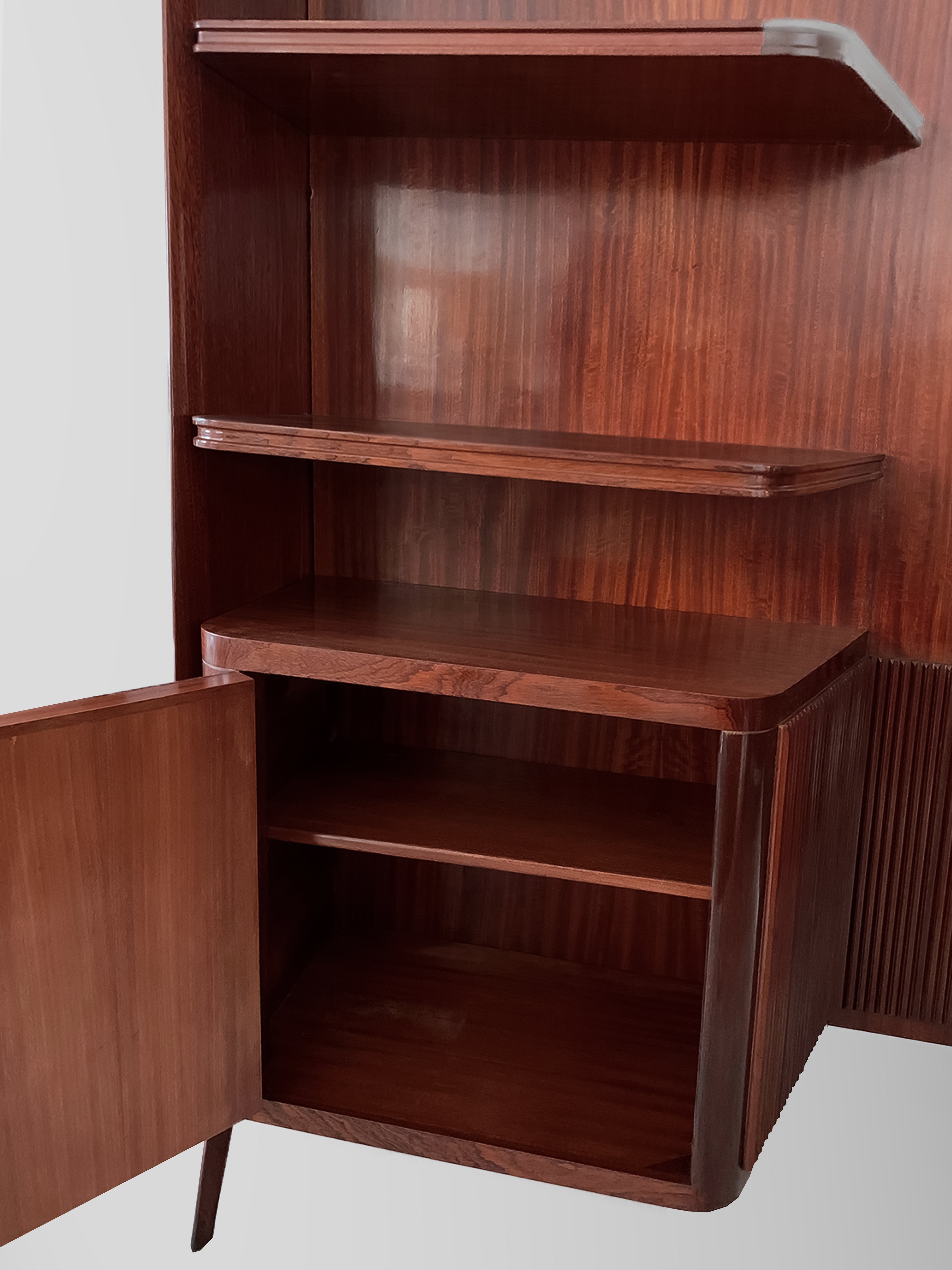 Italian Mid-Century Freestanding Corner Bookcase with Desk, 1950s