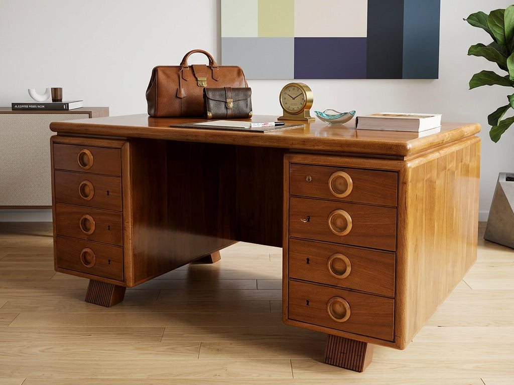 Italian Mid-Century Double-Sided Walnut Desk by Paolo Buffa, 1950s