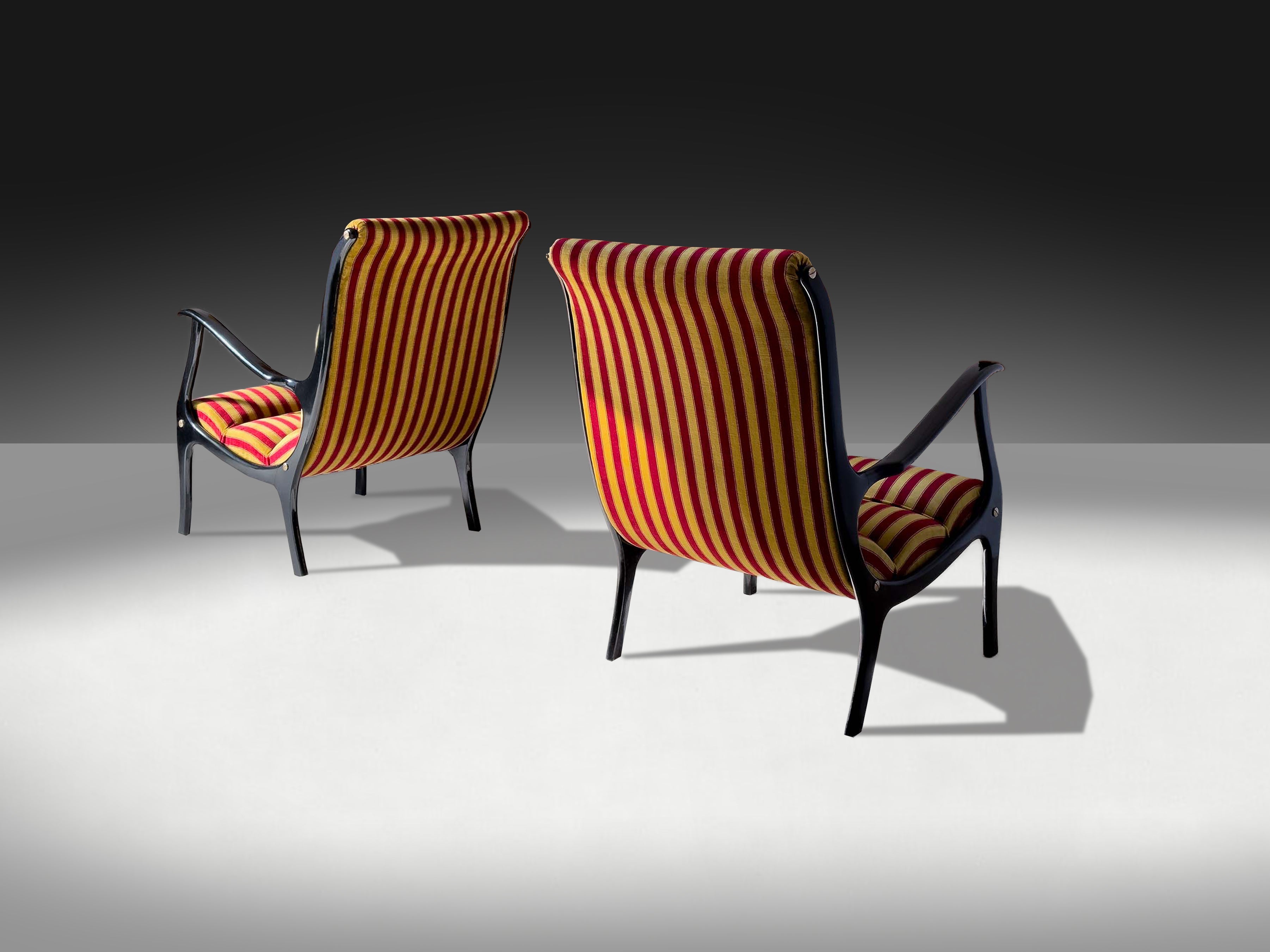 Pair of Italian Mid-Century Armchairs ‘Mitzi’ by Ezio Longhi for Elam