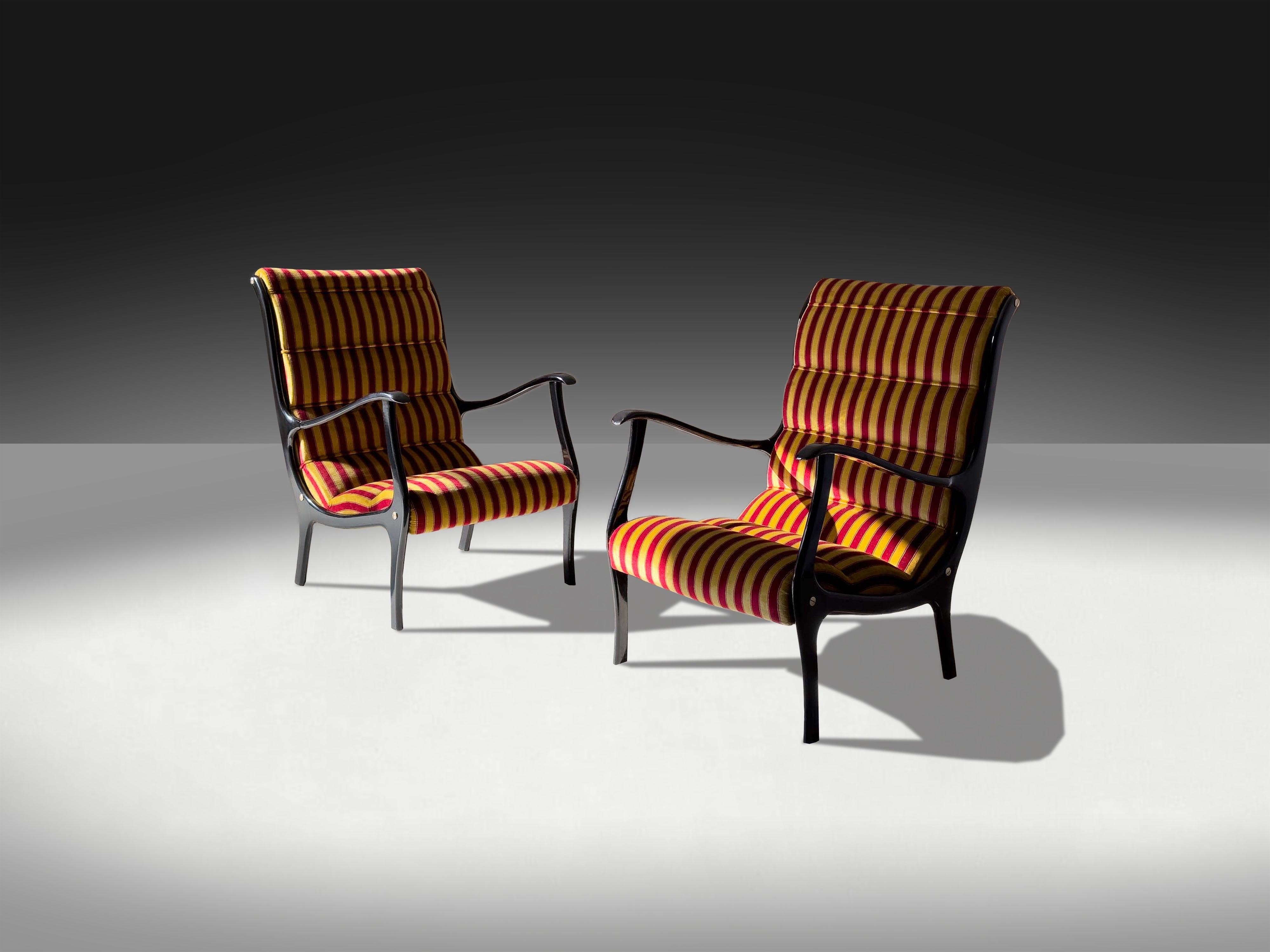 Pair of Italian Mid-Century Armchairs ‘Mitzi’ by Ezio Longhi for Elam