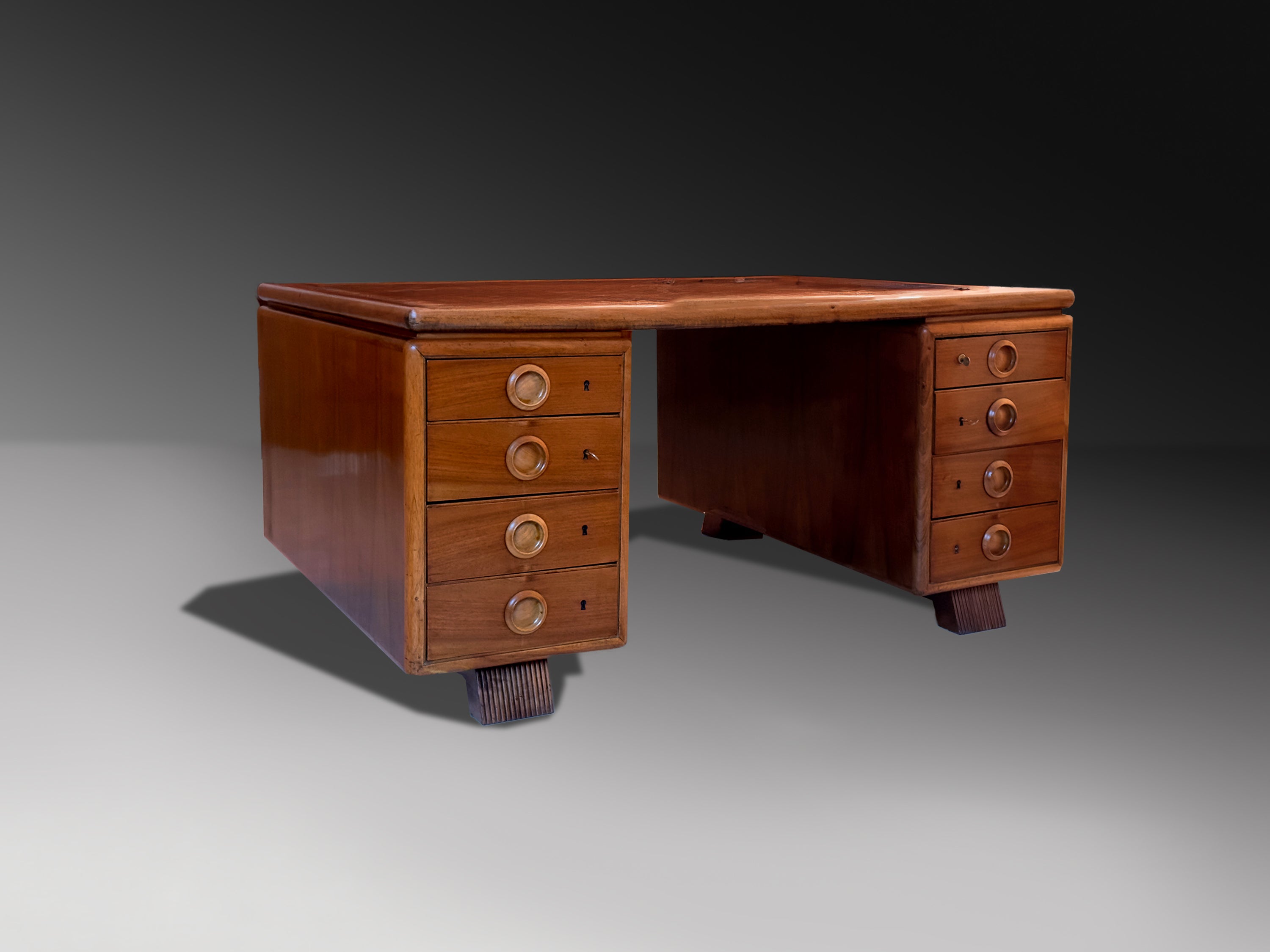 Italian Mid-Century Double-Sided Walnut Desk by Paolo Buffa, 1950s