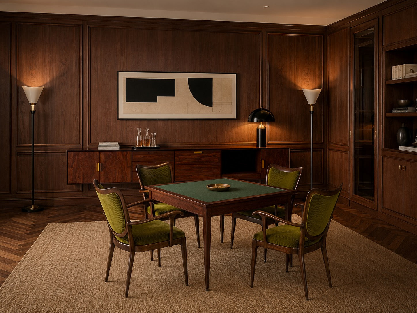 Set of Four Italian Mid-Century Dining Chairs with Armrests by P. Buffa, 1950s